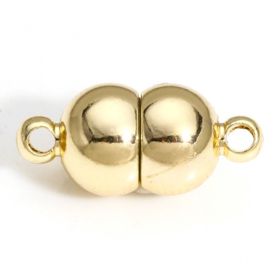 Picture of 1 Piece Brass Magnetic Clasps Calabash 18K Real Gold Plated Can Open 17mm x 8mm                                                                                                                                                                               