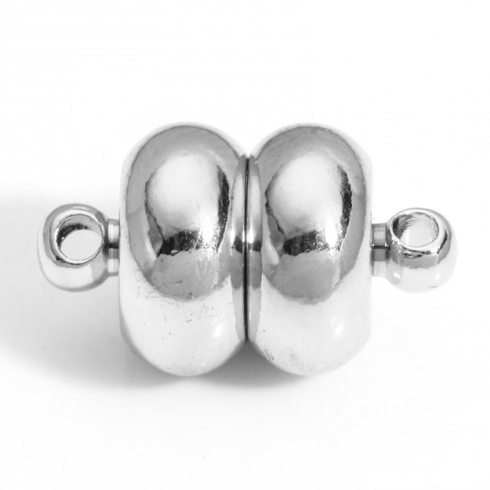 Picture of 1 Piece Brass Magnetic Clasps Calabash Real Platinum Plated Can Open 16.5mm x 10mm                                                                                                                                                                            