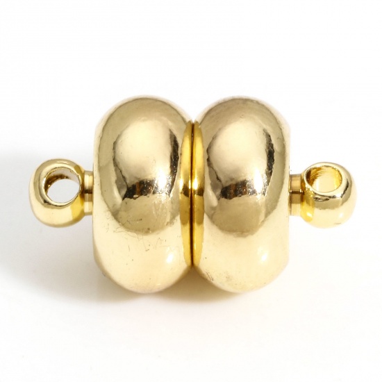 Picture of 1 Piece Brass Magnetic Clasps Calabash 18K Real Gold Plated Can Open 16.5mm x 10mm                                                                                                                                                                            