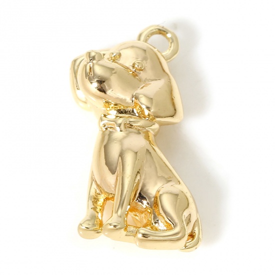 Immagine di 2 Pz Ottone Charms Cane 18K Vero Oro Placcato 3D 18mm x 10mm