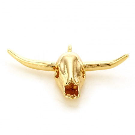 Picture of Brass Charms 18K Real Gold Plated Animal 3D