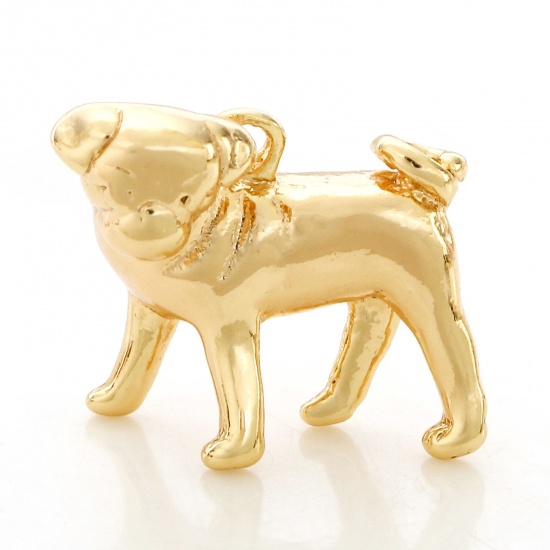 Immagine di 2 Pz Ottone Charms Cane 18K Vero Oro Placcato 3D 14mm x 12mm