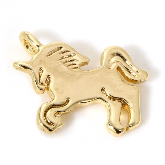 Immagine di 2 Pz Ottone Charms Cavallo 18K Vero Oro Placcato 11mm x 9mm