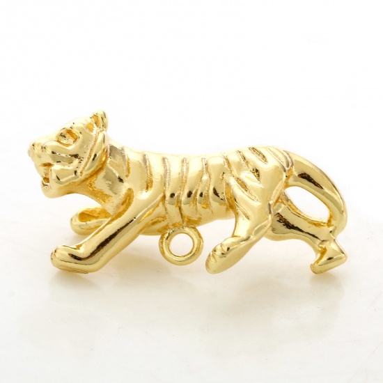 Immagine di 2 Pz Ottone Charms Tigre 18K Vero Oro Placcato 3D 21mm x 11mm