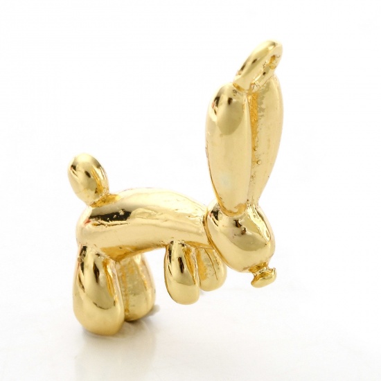 Immagine di 2 Pz Ottone Pasqua Charms Coniglio 18K Vero Oro Placcato 3D 16mm x 14mm