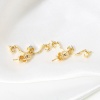 Изображение 1 ШТ Латунь Рождество Шкентеля Перлы Разъем Бейл Pin Кубок Cap 18K настоящее золото с покрытием Колокол Прозрачный Искусственный Циркон 24мм x 17мм, Толщина иглы: 0.8мм