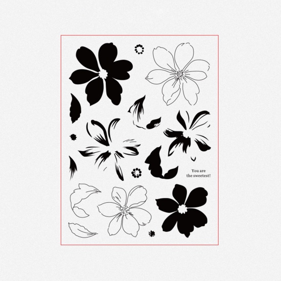 Bild von 1 Set ABS Plastik Stempel Rechteck Weiß, Blumen Muster 20cm x 15cm
