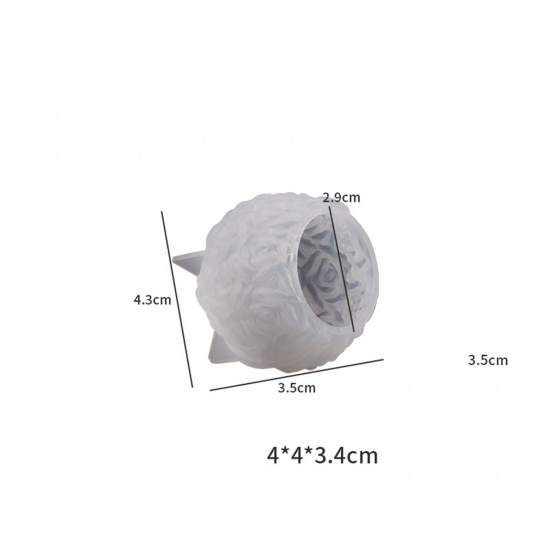 Picture of 1 Piece Silicone Valentine's Day Resin Mold For Candle Soap Ice Grid Mold DIY Making Ball Rose Flower 3D White 4.3cm x 3.5cm