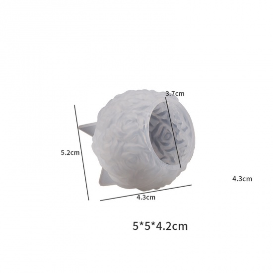 Immagine di 1 Pz Silicone San Valentino Stampo in Resina per la Produzione di Sapone per Candele Fai-Da-Te Palla Rosa 3D Bianco 5.2cm x 4.3cm