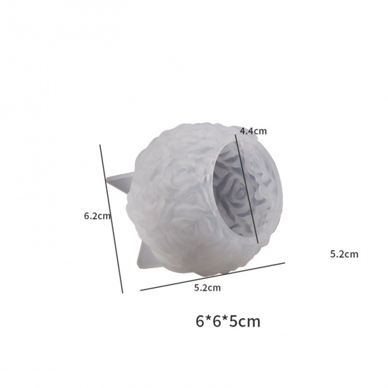 Picture of 1 Piece Silicone Valentine's Day Resin Mold For Candle Soap Ice Grid Mold DIY Making Ball Rose Flower 3D White 6.2cm x 5.2cm