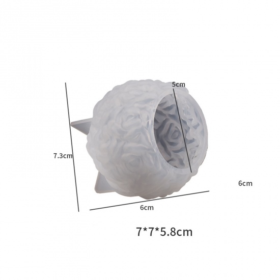 Immagine di 1 Pz Silicone San Valentino Stampo in Resina per la Produzione di Sapone per Candele Fai-Da-Te Palla Rosa 3D Bianco 7.3cm x 6cm