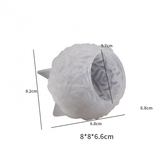 Image de 1 Pièce Moule en Silicone pour DIY Fabrication de Savon Bougie en Silicone La Saint Valentin Balle Rose Blanc 3D 8.2cm x 6.8cm