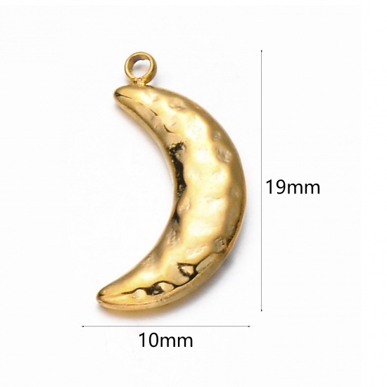 Image de 1 Pièce Breloques en 304 Acier Inoxydable Placage sous Vide Galaxie Demi Lune Doré 19mm x 10mm 