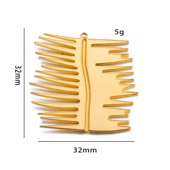 1 個 真空メッキ 304ステンレス鋼 パストラルスタイル ペンダント 葉 金メッキ 32mm x 32mm、 の画像