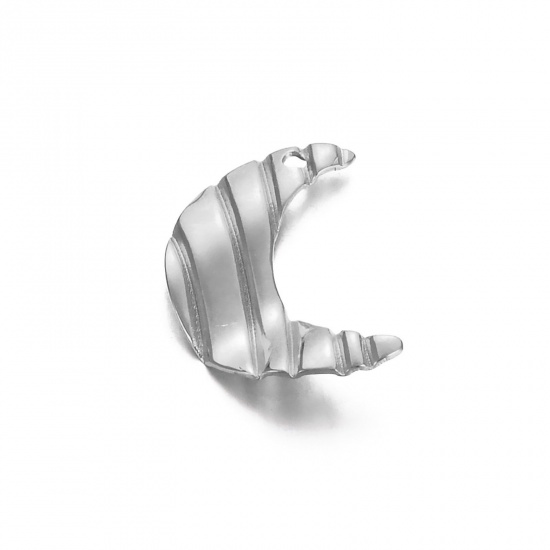Image de 1 Pièce Breloques en 304 Acier Inoxydable Simple Vague Argent Mat Lune 19mm x 18mm