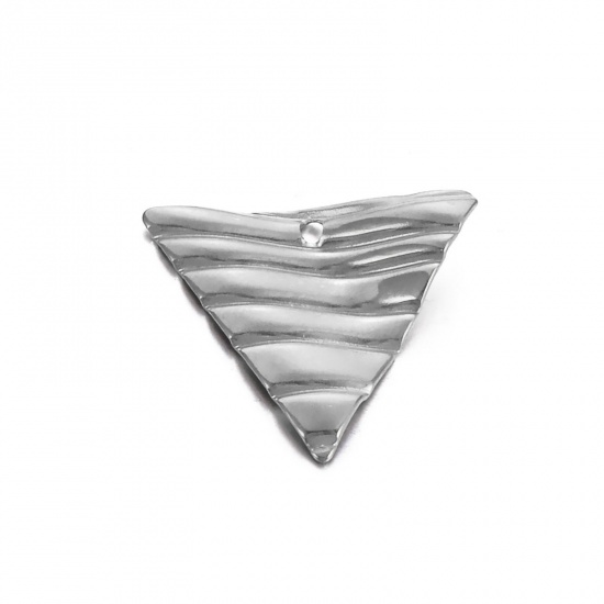 Image de 1 Pièce Breloques en 304 Acier Inoxydable Simple Vague Argent Mat Triangle 20mm x 18mm