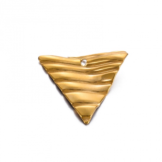Image de 1 Pièce Breloques en 304 Acier Inoxydable Placage sous Vide Simple Vague Argent Mat Triangle 20mm x 18mm 