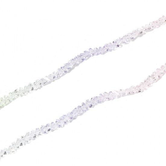 Picture of 2 Strands (Approx 130 PCs/Strand) Glass Beads For DIY Charm Jewelry Making Triangular Body Multicolor Transparent About 4mm x 3mm, Hole: Approx 0.6mm, 35cm(13 6/8") long
