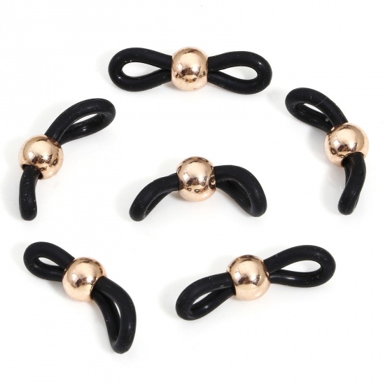 Immagine di 10 Pz 304 Acciaio Inossidabile & Silicone Connettori per Estremità della Catena per Occhiali Supporto per Cinturino Antiscivolo Oro Rosa Nero 20mm x 6mm