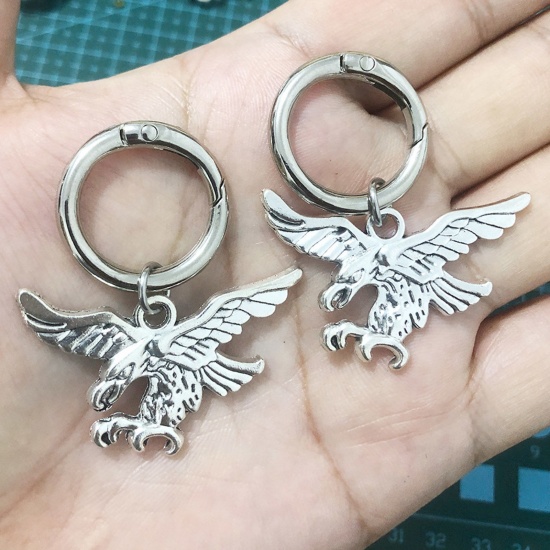 Picture of 1 Piece Gothic Shoe Buckles For DIY Shoe Charm Decoration Accessories Silver Tone Eagle Animal 5cm