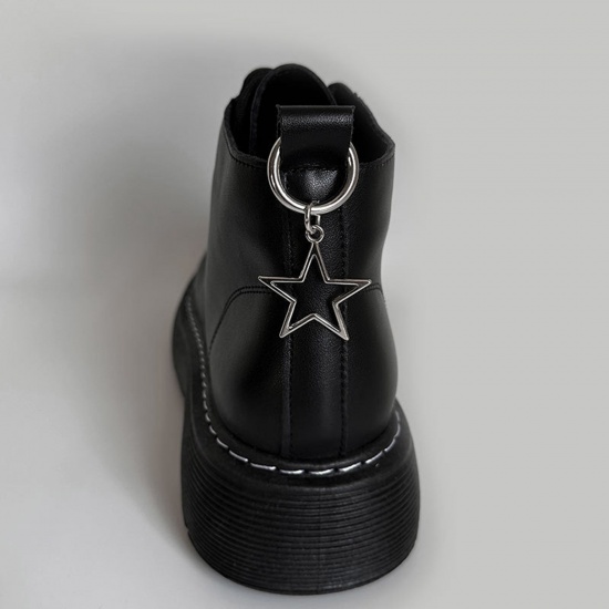 Picture of 1 Piece Y2K Shoe Buckles For DIY Shoe Charm Decoration Accessories Silver Tone Pentagram Star Keychain & Keyring Hollow 5cm