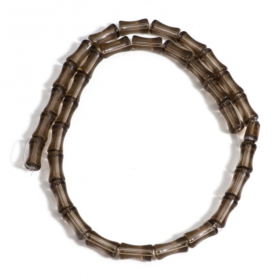 Immagine di 1 Filo (Circa 33 Pz/Treccia) Cristallo ( Sintetico ) Perline per la Creazione di Gioielli con Ciondoli Fai-da-te Forma di Bambù Marrone Come 12mm x 6mm, Foro: Circa 1.2mm, 40cm - 38cm Lunghezza