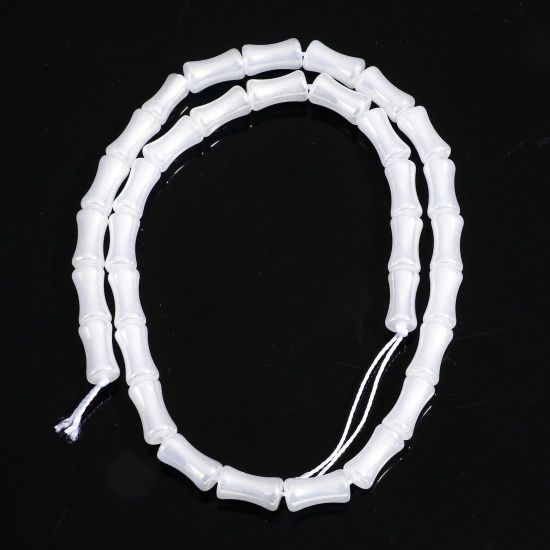 Immagine di 1 Filo (Circa 33 Pz/Treccia) Cristallo ( Sintetico ) Perline per la Creazione di Gioielli con Ciondoli Fai-da-te Forma di Bambù Bianco Come 12mm x 6mm, Foro: Circa 1.2mm, 40cm - 38cm Lunghezza