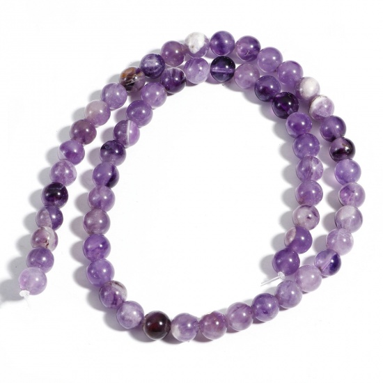 Picture of 1 Strand (Approx 48 PCs/Strand) (Grade A) Amethyst ( Natural ) Loose Beads For DIY Charm Jewelry Making Round Purple About 8mm Dia., Hole: Approx 1mm, 38cm(15") long