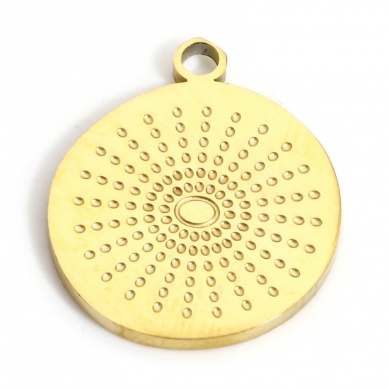 Picture of 1 Piece Eco-friendly PVD Vacuum Plating 304 Stainless Steel Geometric Charms 18K Real Gold Plated Coin Sun Rays 17mm x 14.5mm