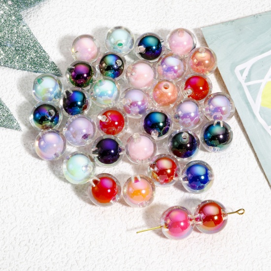Immagine di 20 Pz Acrilato Perline per la Creazione di Gioielli con Ciondoli Fai-da-te A Colori Misti Casuali AB Colore Tondo Perline in Perline Circa 16mm Dia, Foro: Circa 2.6mm