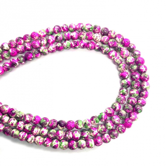 Image de 2 Enfilades (Env. 38 Pcs/Enfilade) Perles pour DIY Fabrication de Bijoux de Charme en Turquoise ( Synthétique) Rond Mixte Coloré 10mm Dia, 40cm long
