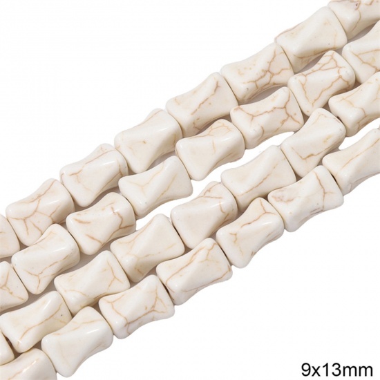 Picture of 1 Packet (Approx 30 PCs/Packet) Howlite ( Synthetic ) Beads For DIY Charm Jewelry Making Irregular White About 9mm x 13mm