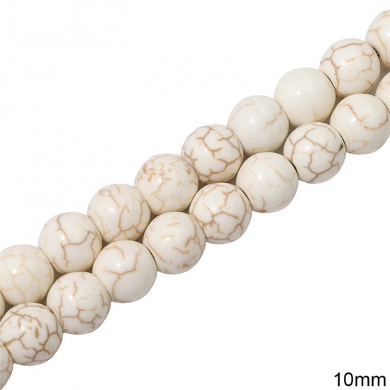 Immagine di 1 Pacchetto (Circa 40 Pz/Treccia) Howlite Bianco ( Sintetico ) Perline per la Creazione di Gioielli con Ciondoli Fai-da-te Tondo Bianco Come 10mm Dia