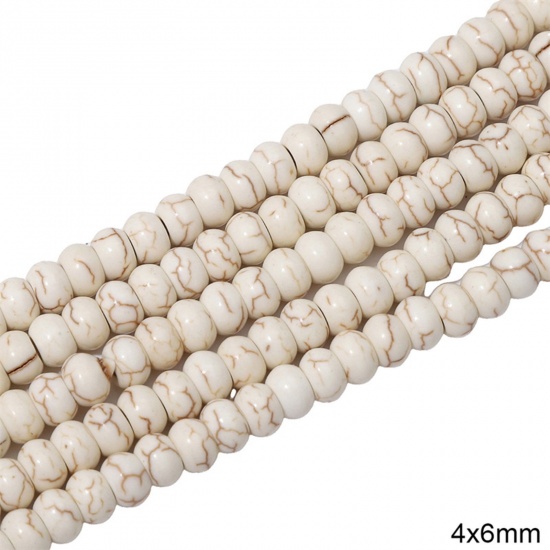 Immagine di 1 Pacchetto (Circa 90 Pz/Treccia) Howlite Bianco ( Sintetico ) Perline per la Creazione di Gioielli con Ciondoli Fai-da-te Abaco Bianco Come 4mm x 6mm