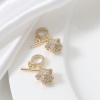 Picture of 1 Set Brass Toggle Clasps Pentagram Star 18K Real Gold Plated Clear Rhinestone 24x12mm 13x4mm
