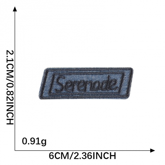 Immagine di 5 Pz Poliestere Patch Autoadesive Appliques DIY Scrapbooking Craft Blu Scuro Rombo 6cm x 2.1cm