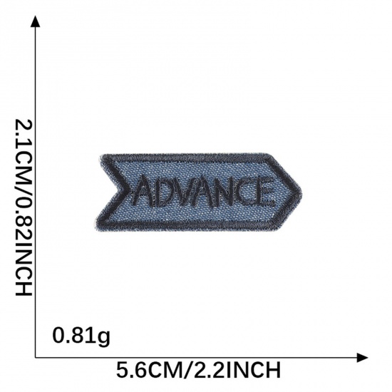 Immagine di 5 Pz Poliestere Patch Autoadesive Appliques DIY Scrapbooking Craft Blu Scuro Etichetta 5.6cm x 2.1cm