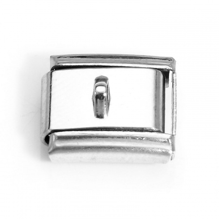 Immagine di 10 Pz 304 Acciaio Inossidabile Bracciale con Charm Italiano a Maglie, Creazione di Gioielli Fai-da-te Tono Argento Rettangolo Con Loop 10mm x 9mm