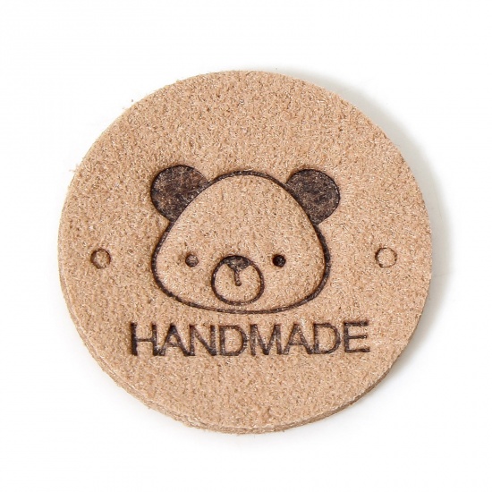 Immagine di 20 Pz TPU Etichetta Etichetta per Abbigliamento Tondo Rosa Korea Orso Forma " Hand Made " 25mm