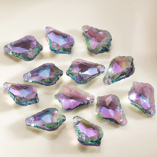 Picture of 1 Packet ( 12 PCs/Packet) Glass AB Rainbow Color Aurora Borealis Charms Drop Multicolor Faceted 16mm x 11mm