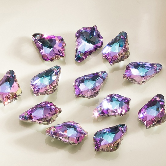 Picture of 1 Packet ( 12 PCs/Packet) Glass AB Rainbow Color Aurora Borealis Charms Drop Multicolor Faceted 16mm x 11mm
