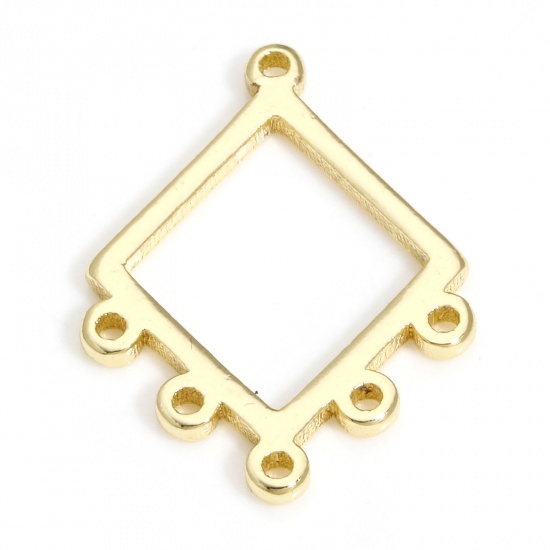 Picture of 2 PCs Brass Geometric Chandelier Connectors Rhombus 14K Real Gold Plated 19mm x 14mm                                                                                                                                                                          