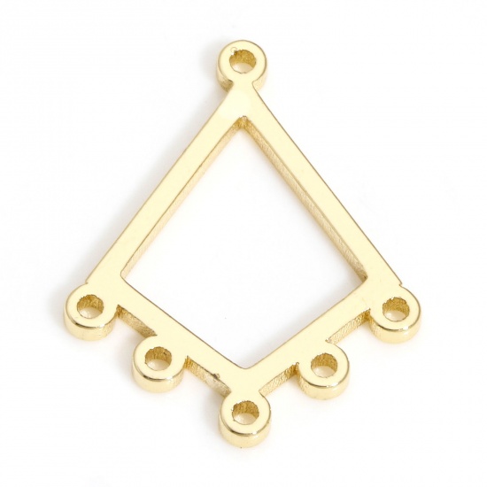 Picture of 2 PCs Brass Geometric Chandelier Connectors Rhombus 14K Real Gold Plated 19.5mm x 15mm                                                                                                                                                                        
