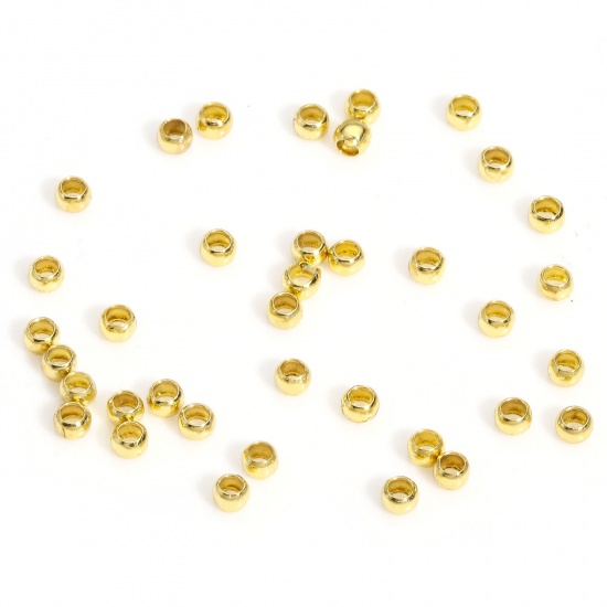Picture of 100 PCs Brass Knot Cover Crimp Beads For DIY Jewelry Making Findings Round 18K Real Gold Plated 1.5mm Dia.                                                                                                                                                    