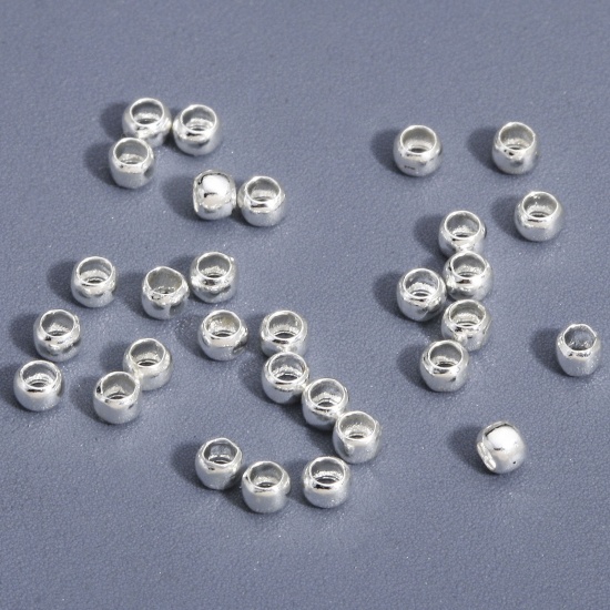 Picture of 100 PCs Brass Knot Cover Crimp Beads For DIY Jewelry Making Findings Round Real Platinum Plated 1.5mm Dia.                                                                                                                                                    