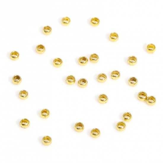 Picture of 100 PCs Brass Knot Cover Crimp Beads For DIY Jewelry Making Findings Round 14K Real Gold Plated 1.5mm Dia.                                                                                                                                                    