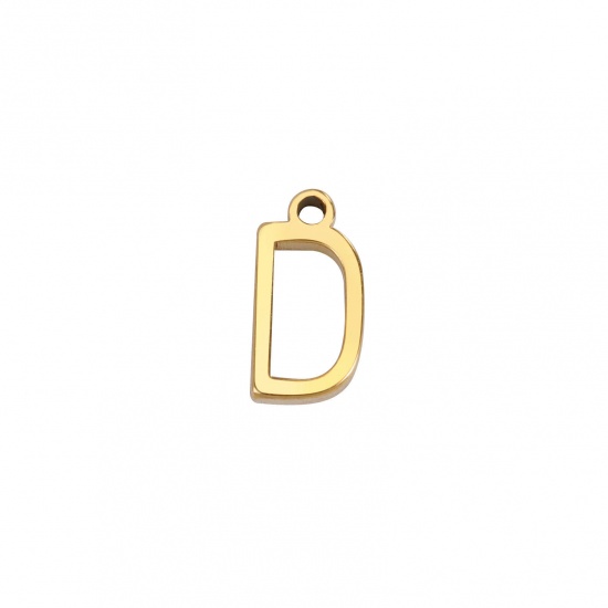 Image de 1 Pièce Breloques en 304 Acier Inoxydable Mini Doré Alphabet Initial/ Lettre Majuscule Gravé Mots" D " 8mm x 4mm