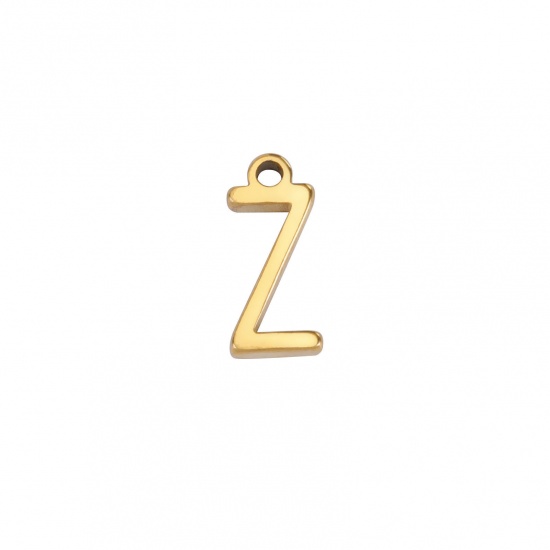 Image de 1 Pièce Breloques en 304 Acier Inoxydable Mini Doré Alphabet Initial/ Lettre Majuscule Gravé Mots" Z " 8mm x 4mm