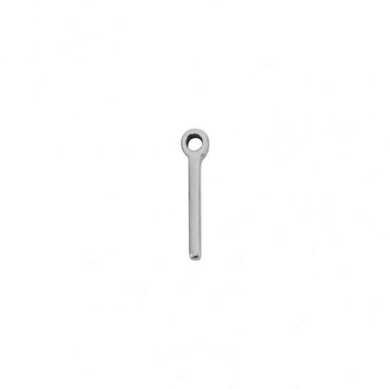 Image de 1 Pièce Breloques en 304 Acier Inoxydable Mini Argent Mat Alphabet Initial/ Lettre Majuscule Gravé Mots" I " 8mm x 2mm