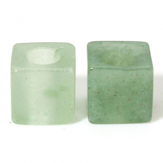 Picture of 1 Piece (Grade A) Aventurine ( Natural ) Loose Beads For DIY Charm Jewelry Making Cube Green About 10mm Dia., Hole: Approx 4.8mm